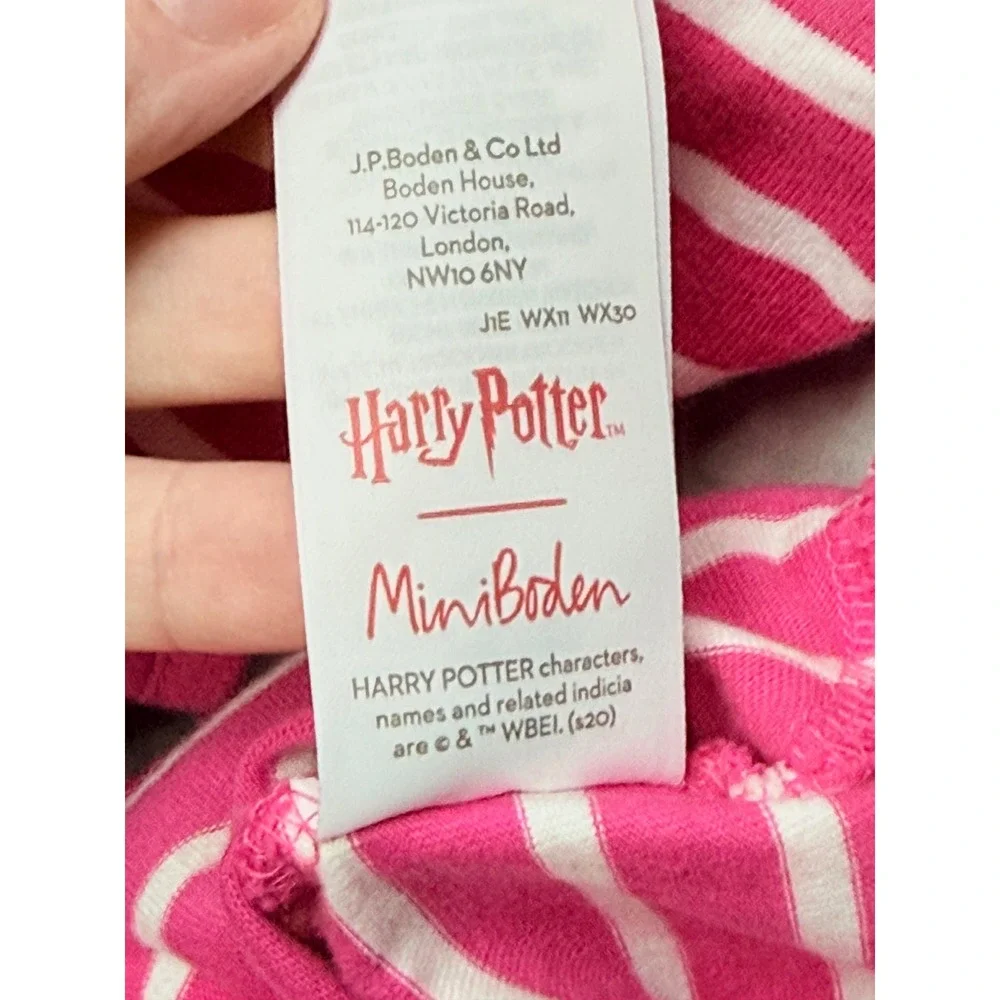Mini Boden Harry Potter Hedwig Owl Striped Dress Pink Girls 11-12Y